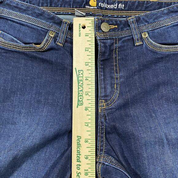 Carhartt Relaxed Fit Jeans Women 6 Short Blue Denim Workwear Bootcut - Picture 10 of 12